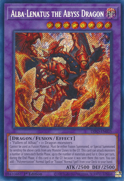 1st Edition, Dark, Dimension Force, Dragon, Fusion/Effect Monster, Secret Rare Alba-Lenatus the Abyss Dragon [DIFO-EN035] Secret Rare - Trading Card World
