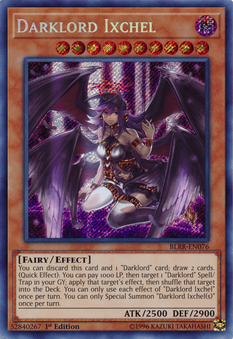 1st Edition, Battles of Legend: Relentless Revenge, Dark, Effect Monster, Fairy, Secret Rare Darklord Ixchel [BLRR-EN076] Secret Rare - Trading Card World