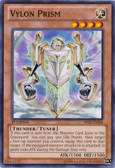 1st Edition, Battle Pack 2: War of the Giants, Light, Mosaic Rare, Thunder, Tuner Monster, Unlimited Vylon Prism [BP02-EN108] Mosaic Rare - Trading Card World