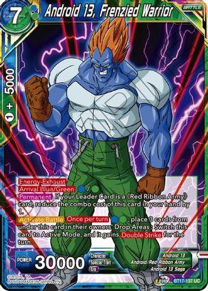 Android 13, Android 13 Saga, Android Red Ribbon Army, Battle, Blue/Green, BT17-137, Normal, Parallel Foil, Ultimate Squad, Uncommon Android 13, Frenzied Warrior (BT17-137) [Ultimate Squad] - Trading Card World