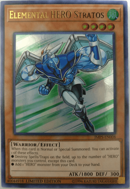 Effect Monster, Limited, Shonen Jump Magazine Promos, Ultra Rare, Warrior, Wind Elemental Hero Stratos [JMPS-EN008] Ultra Rare - Trading Card World