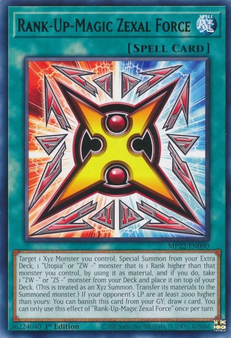 1st Edition, 2022 Tin of the Pharaoh's Gods, Normal Spell, Rare, Spell Rank-Up-Magic Zexal Force [MP22-EN090] Rare - Trading Card World
