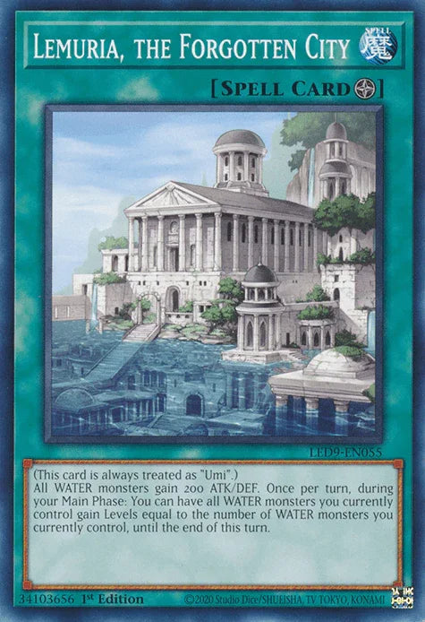 1st Edition, Common, Field Spell, Legendary Duelists: Duels From the Deep, Spell Lemuria, the Forgotten City [LED9-EN055] Common - Trading Card World