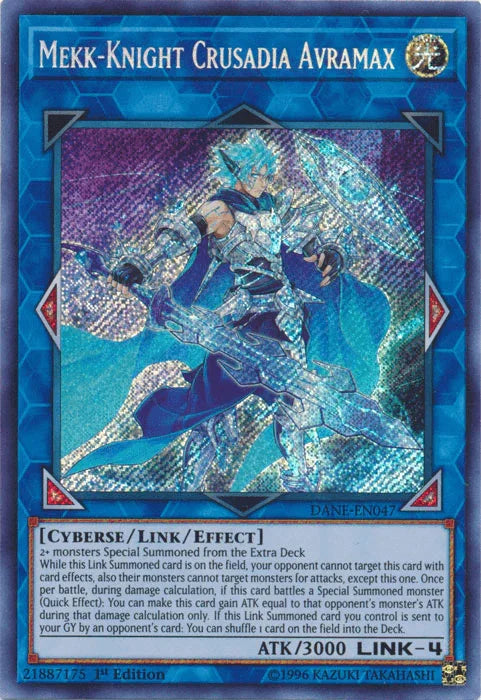 1st Edition, Cyberse, Dark Neostorm, Light, Link/Effect Monster, Secret Rare, Unlimited Mekk-Knight Crusadia Avramax [DANE-EN047] Secret Rare - Trading Card World