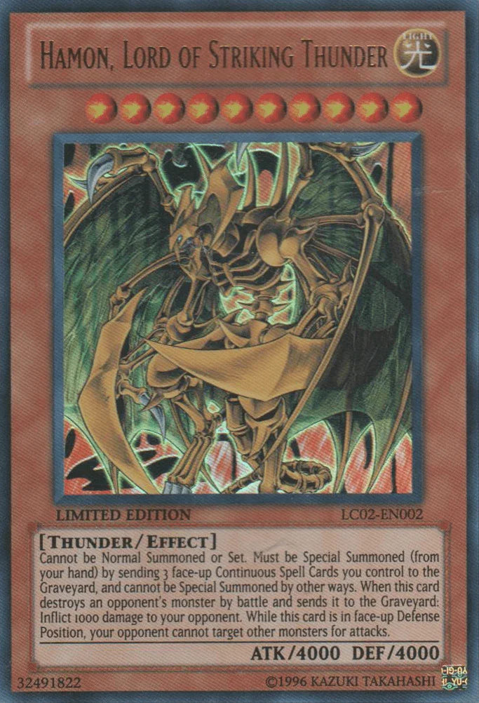 Effect Monster, Legendary Collection 2, Light, Limited, Thunder, Ultra Rare Hamon, Lord of Striking Thunder [LC02-EN002] Ultra Rare - Trading Card World