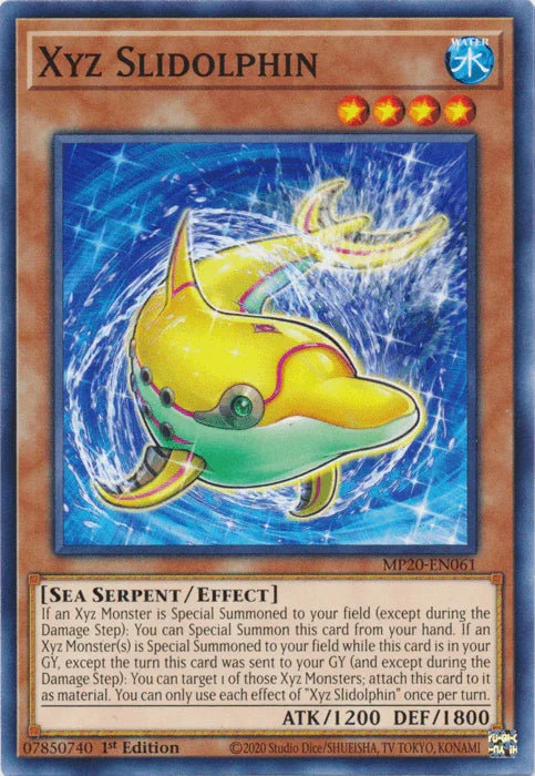 1st Edition, 2020 Tin of Lost Memories, Common, Effect Monster, Sea Serpent, Water Xyz Slidolphin [MP20-EN061] Common - Trading Card World