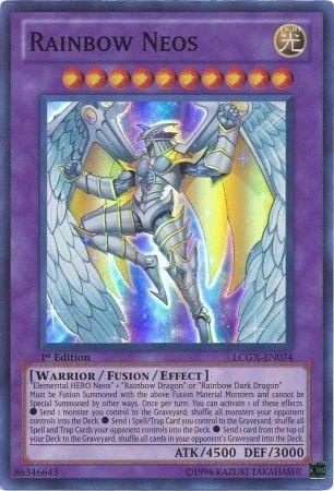1st Edition, Fusion/Effect Monster, Legendary Collection 2, Light, Super Rare, Unlimited, Warrior Rainbow Neos [LCGX-EN074] Super Rare - Trading Card World