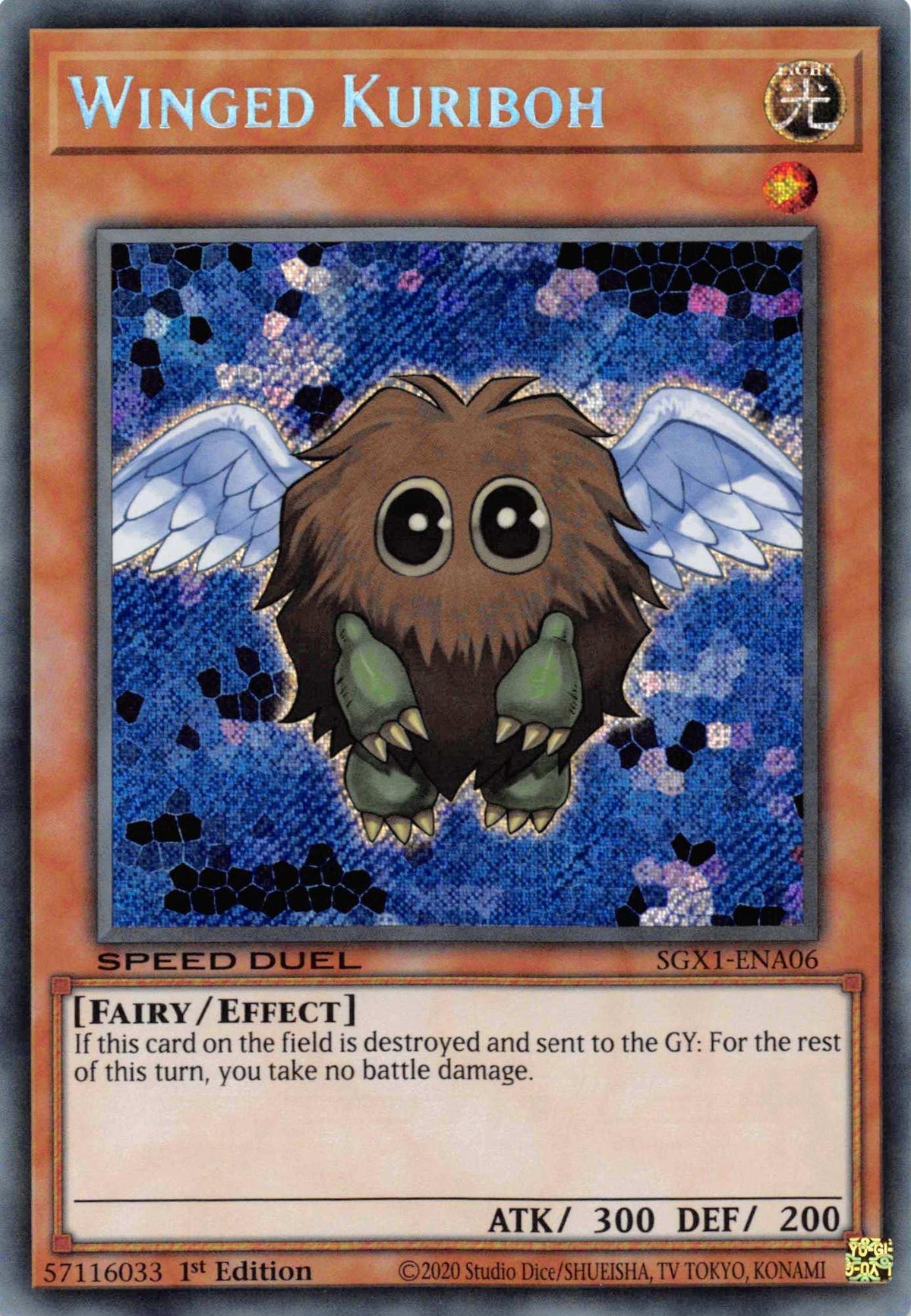 1st Edition, Effect Monster, Fairy, Light, Secret Rare, Speed Duel GX: Duel Academy Box Winged Kuriboh [SGX1-ENA06] Secret Rare - Trading Card World