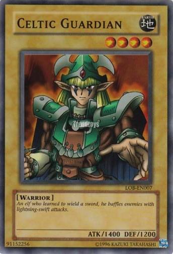 Earth, Normal Monster, Super Rare, The Legend of Blue Eyes White Dragon, Unlimited, Warrior Celtic Guardian [LOB-EN007] Super Rare - Trading Card World
