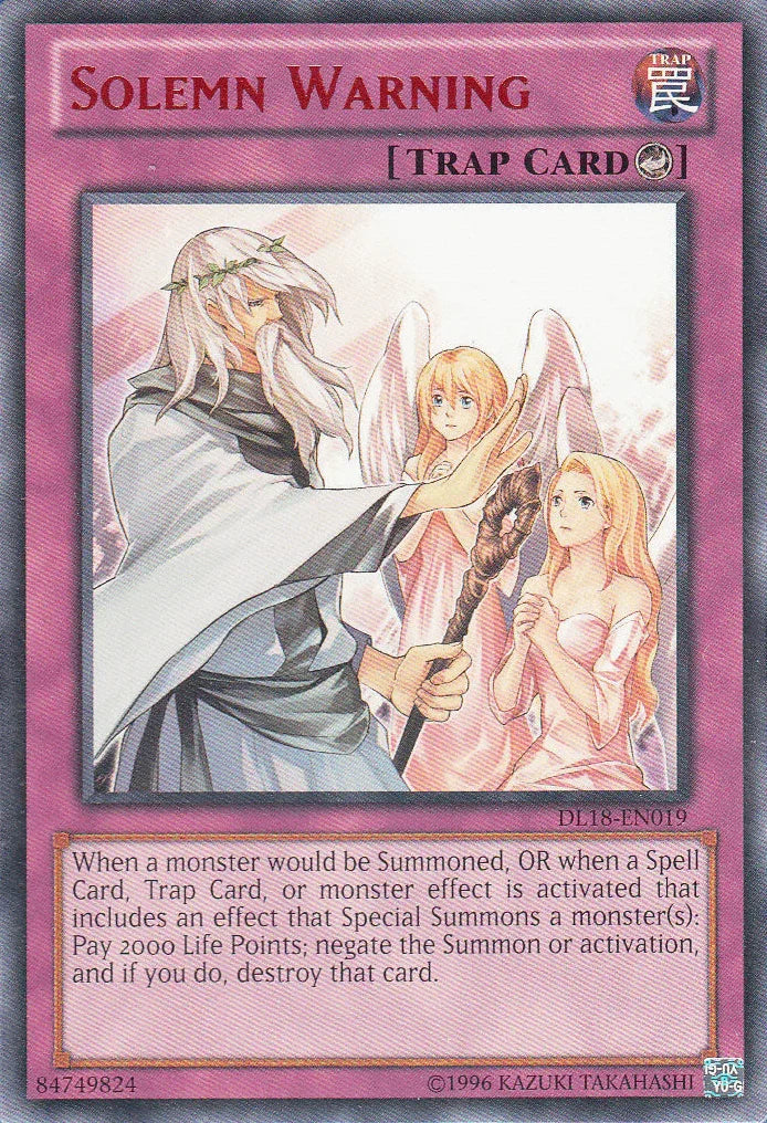 Counter Trap, Duelist League Promo, Rare, Trap, Unlimited Solemn Warning (Red) [DL18-EN019] Rare - Trading Card World