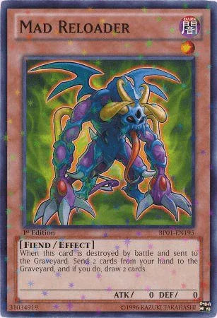 1st Edition, Battle Pack: Epic Dawn, Dark, Effect Monster, Fiend, Starfoil Rare, Unlimited Mad Reloader [BP01-EN195] Starfoil Rare - Trading Card World