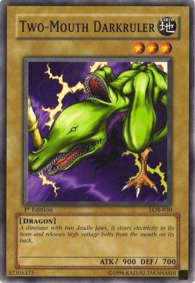 1st Edition, Common, Dragon, Earth, Normal Monster, The Legend of Blue Eyes White Dragon, Unlimited Two-Mouth Darkruler [LOB-030] Common - Trading Card World