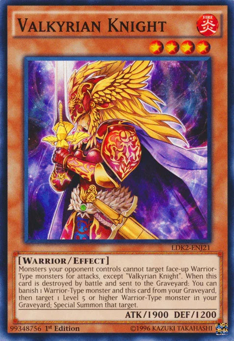 1st Edition, Common, Effect Monster, Fire, Legendary Decks II, Unlimited, Warrior Valkyrian Knight [LDK2-ENJ21] Common - Trading Card World