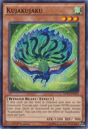 1st Edition, 2014 Mega-Tins Mega Pack, Common, Effect Monster, Wind, Winged Beast Kujakujaku [MP14-EN124] Common - Trading Card World