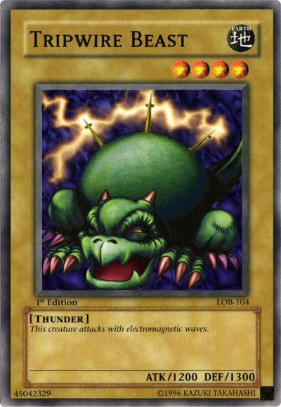 1st Edition, Common, Earth, Normal Monster, The Legend of Blue Eyes White Dragon, Thunder, Unlimited Tripwire Beast [LOB-104] Common - Trading Card World