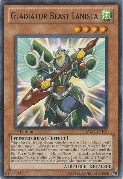 1st Edition, Common, Effect Monster, Ra Yellow Mega Pack, Unlimited, Wind, Winged Beast Gladiator Beast Lanista [RYMP-EN106] Common - Trading Card World