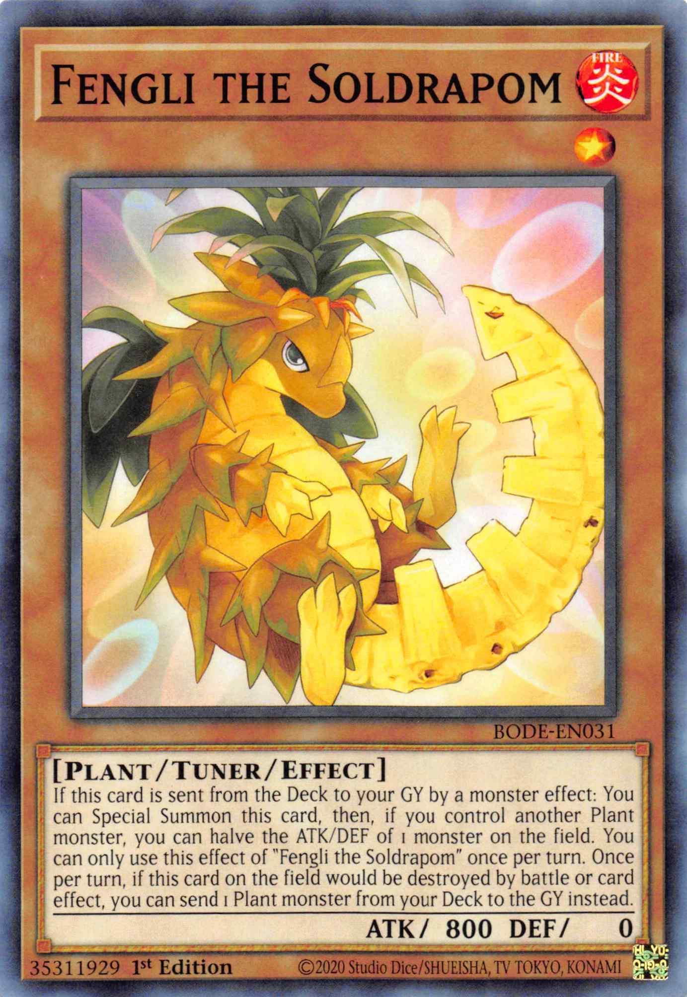 1st Edition, Burst of Destiny, Common, Fire, Plant, Tuner/Effect Monster Fengli the Soldrapom [BODE-EN031] Common - Trading Card World
