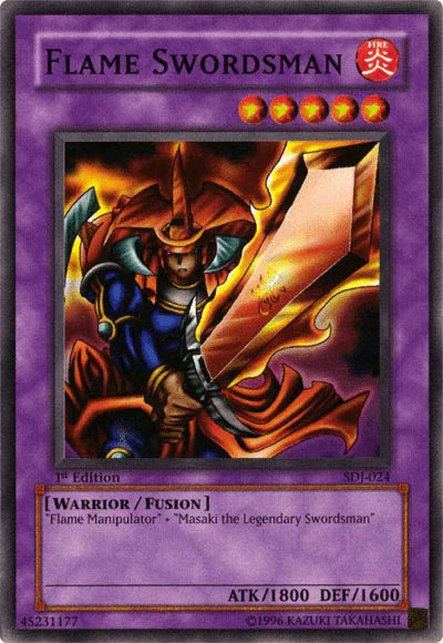 1st Edition, Common, Fire, Fusion Monster, Starter Deck: Joey, Unlimited, Warrior Flame Swordsman [SDJ-024] Common - Trading Card World