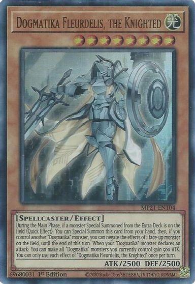 1st Edition, 2021 Tin of Ancient Battles, Effect Monster, Light, Spellcaster, Ultra Rare Dogmatika Fleurdelis, the Knighted [MP21-EN104] Ultra Rare - Trading Card World
