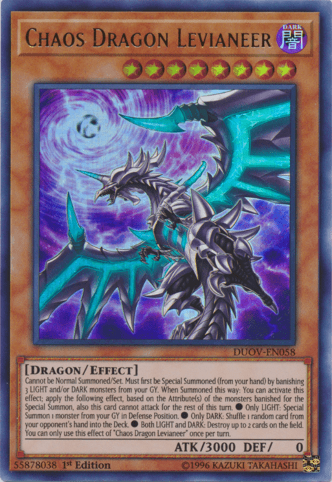 1st Edition, Dark, Dragon, Duel Overload, Effect Monster, Ultra Rare Chaos Dragon Levianeer [DUOV-EN058] Ultra Rare - Trading Card World