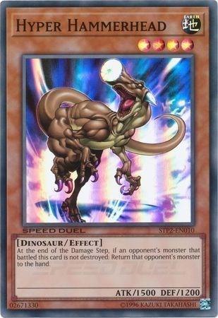 Dinosaur, Earth, Effect Monster, Speed Duel: Tournament Pack 2, Super Rare, Unlimited Hyper Hammerhead [STP2-EN010] Super Rare - Trading Card World