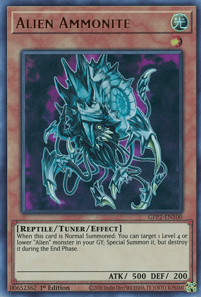1st Edition, Effect Monster, Ghosts From the Past: The 2nd Haunting, Light, Reptile, Ultra Rare Alien Ammonite [GFP2-EN100] Ultra Rare - Trading Card World