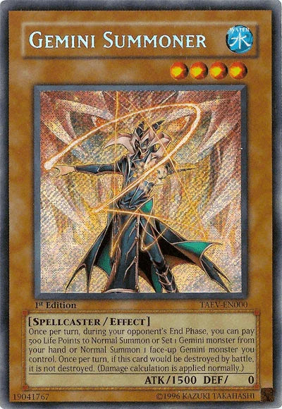 1st Edition, Effect Monster, Secret Rare, Spellcaster, Tactical Evolution, Unlimited, Water Gemini Summoner [TAEV-EN000] Secret Rare - Trading Card World