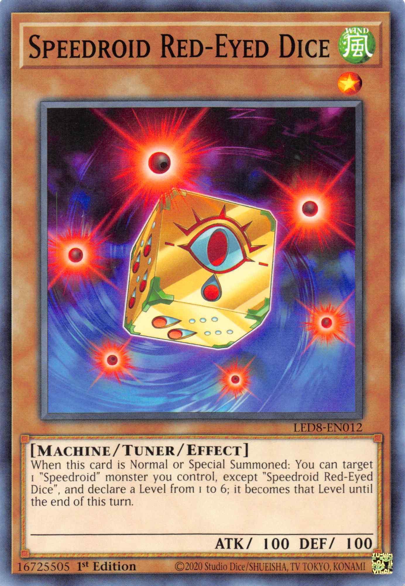 1st Edition, Common, Legendary Duelists: Synchro Storm, Machine, Tuner/Effect Monster, Wind Speedroid Red-Eyed Dice [LED8-EN012] Common - Trading Card World