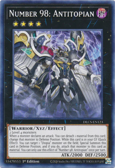 1st Edition, Common, Dark, Dragons of Legend: The Complete Series, Warrior, Xyz/Effect Monster Number 98: Antitopian [DLCS-EN123] Common - Trading Card World