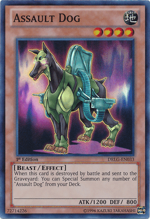 1st Edition, Beast, Dragons of Legend, Earth, Effect Monster, Super Rare, Unlimited Assault Dog [DRLG-EN033] Super Rare - Trading Card World