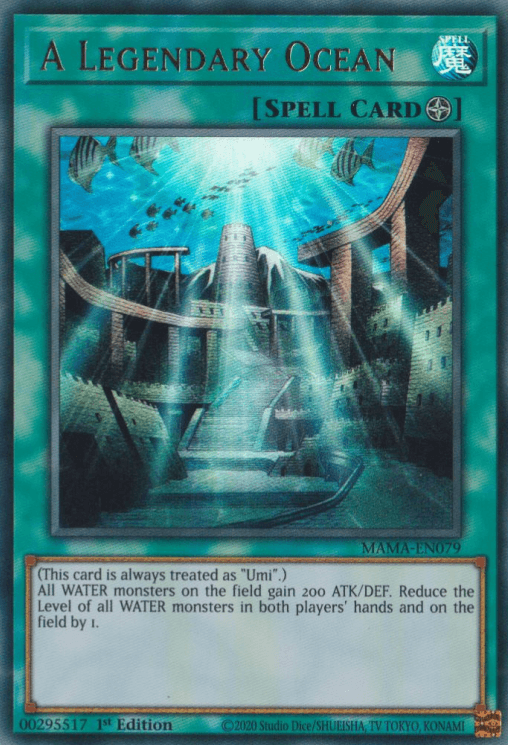 1st Edition, Field Spell, Magnificent Mavens, Spell, Ultra Rare A Legendary Ocean [MAMA-EN079] Ultra Rare - Trading Card World