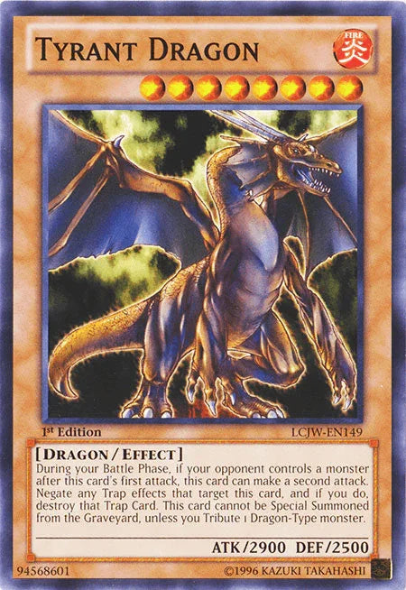1st Edition, Common, Dragon, Effect Monster, Fire, Legendary Collection 4: Joey's World Tyrant Dragon [LCJW-EN149] Common - Trading Card World