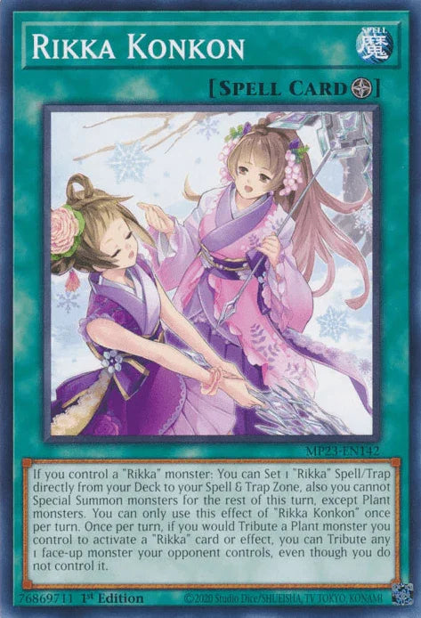 1st Edition, Common, Dueling Heroes Collectors Tin - Mega Pack (25th Anniversary Edition), Field Spell, Spell Rikka Konkon [MP23-EN142] Common - Trading Card World