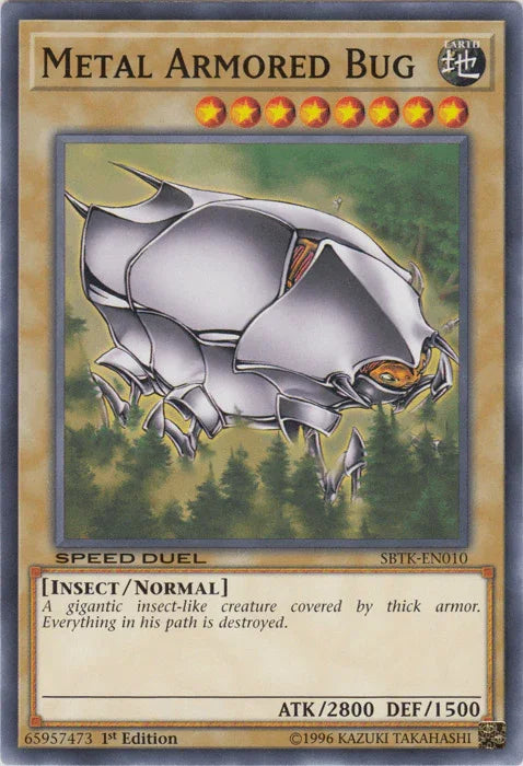 1st Edition, Common, Earth, Insect, Normal Monster, Speed Duel: Trials of the Kingdom Metal Armored Bug [SBTK-EN010] Common - Trading Card World