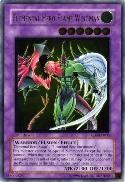 1st Edition, Fusion/Effect Monster, The Lost Millennium, Ultimate Rare, Unlimited, Warrior, Wind Elemental Hero Flame Wingman [TLM-EN035] Ultimate Rare - Trading Card World