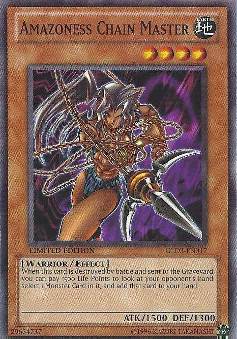 Common, Earth, Effect Monster, Gold Series 3, Limited, Warrior Amazoness Chain Master [GLD3-EN017] Common - Trading Card World