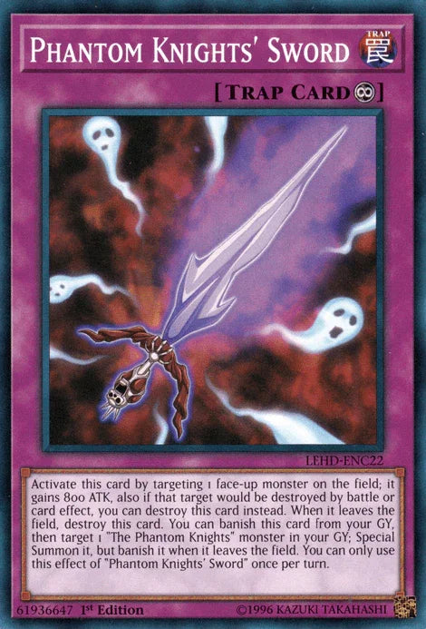 1st Edition, Common, Continuous Trap, Legendary Hero Decks, Trap Phantom Knights' Sword [LEHD-ENC22] Common - Trading Card World