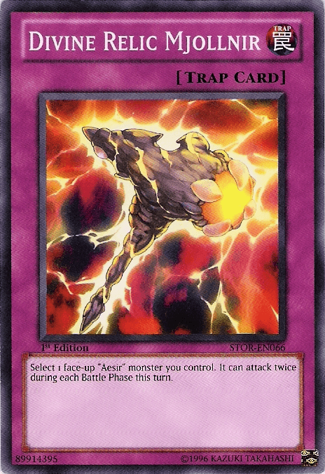 1st Edition, Common, Normal Trap, Storm of Ragnarok, Trap, Unlimited Divine Relic Mjollnir [STOR-EN066] Common - Trading Card World