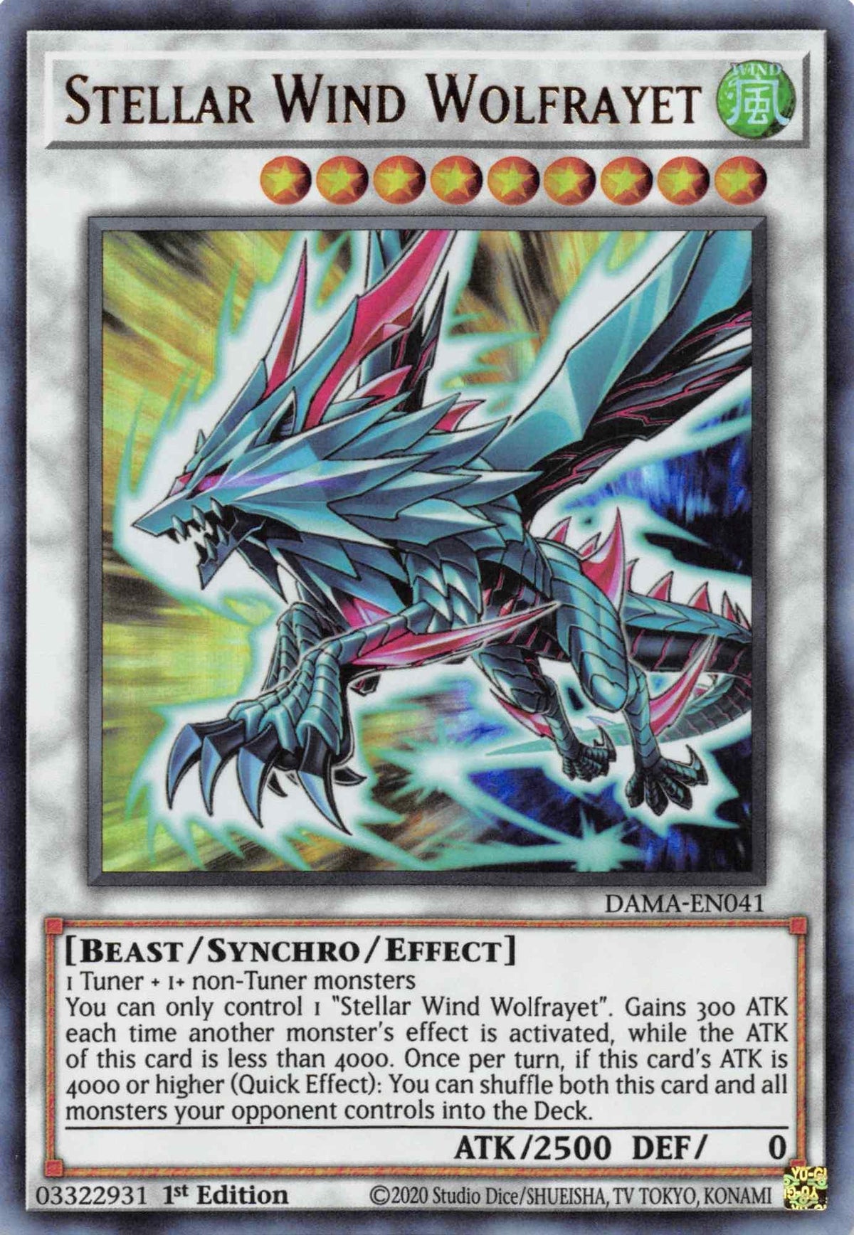 1st Edition, Beast, Dawn of Majesty, Synchro/Effect Monster, Ultra Rare, Wind Stellar Wind Wolfrayet [DAMA-EN041] Ultra Rare - Trading Card World