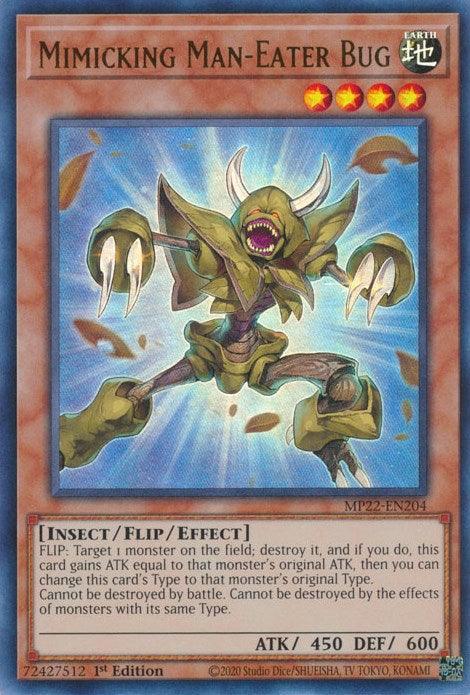 1st Edition, 2022 Tin of the Pharaoh's Gods, Earth, Flip Monster, Insect, Ultra Rare Mimicking Man-Eater Bug [MP22-EN204] Ultra Rare - Trading Card World