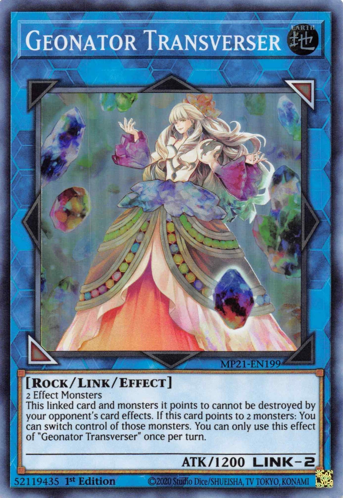1st Edition, 2021 Tin of Ancient Battles, Earth, Link/Effect Monster, Rock, Super Rare Geonator Transverser [MP21-EN199] Super Rare - Trading Card World