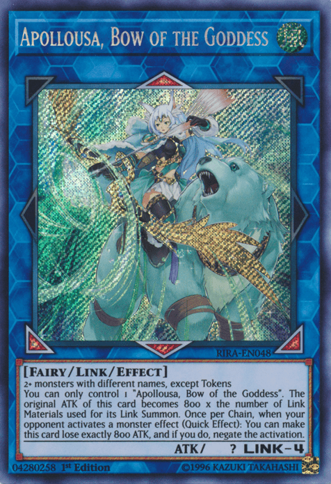 1st Edition, Fairy, Link/Effect Monster, Rising Rampage, Secret Rare, Unlimited, Wind Apollousa, Bow of the Goddess [RIRA-EN048] Secret Rare - Trading Card World