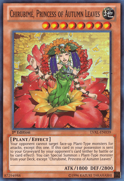 1st Edition, Earth, Effect Monster, Legacy of the Valiant, Plant, Super Rare, Unlimited Chirubime, Princess of Autumn Leaves [LVAL-EN039] Super Rare - Trading Card World