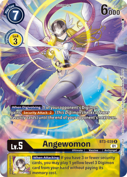 Archangel, BT3-039, Digimon, Rare, Release Special Booster Ver.1.5, Ultimate, Vaccine, Yellow Angewomon [BT3-039] (Alternate Art) [Release Special Booster Ver.1.5] - Trading Card World