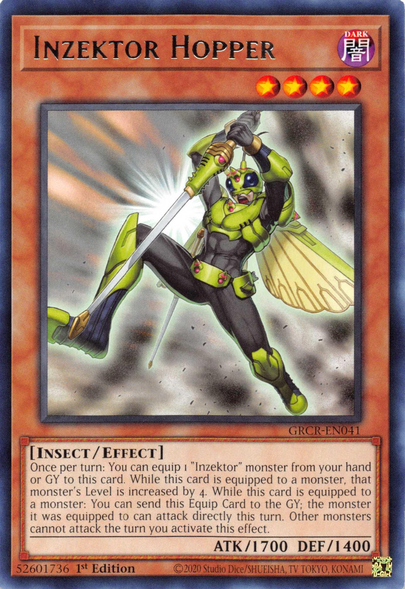 1st Edition, Dark, Effect Monster, Insect, Rare, The Grand Creators Inzektor Hopper [GRCR-EN041] Rare - Trading Card World