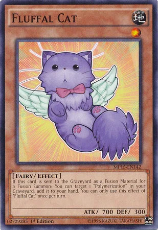 1st Edition, 2015 Mega-Tins Mega Pack, Common, Earth, Effect Monster, Fairy Fluffal Cat [MP15-EN142] Common - Trading Card World