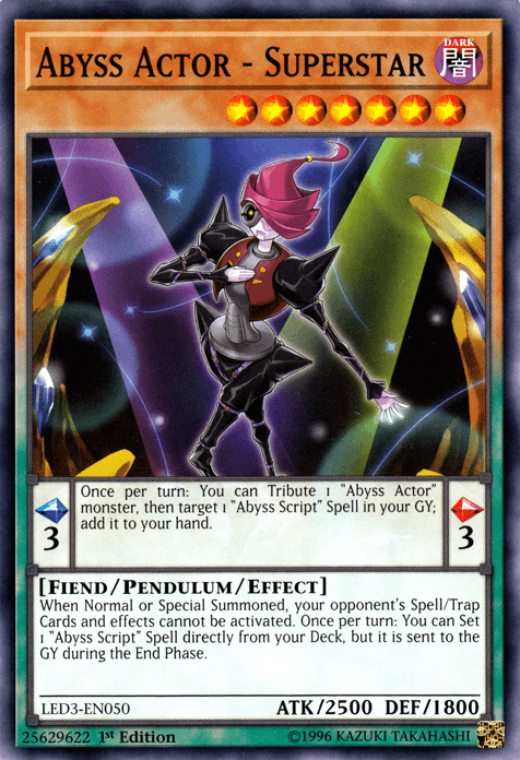 1st Edition, Common, Dark, Fiend, Legendary Duelists: White Dragon Abyss, Pendulum/Effect Monster Abyss Actor - Superstar [LED3-EN050] Common - Trading Card World