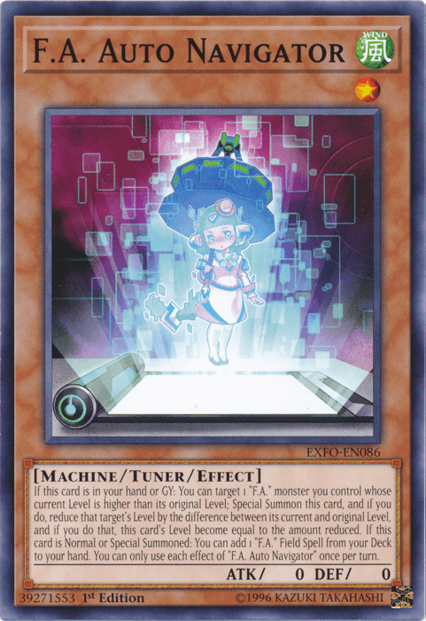 1st Edition, Common, Extreme Force, Machine, Tuner/Effect Monster, Unlimited, Wind F.A. Auto Navigator [EXFO-EN086] Common - Trading Card World