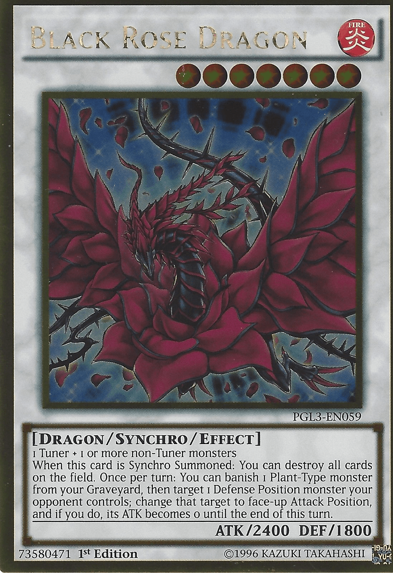 1st Edition, Dragon, Fire, Gold Rare, Premium Gold: Infinite Gold, Synchro/Effect Monster Black Rose Dragon [PGL3-EN059] Gold Rare - Trading Card World