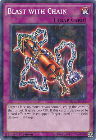 1st Edition, Battle Pack 3: Monster League, Normal Trap, Shatterfoil Rare, Trap Blast with Chain [BP03-EN194] Shatterfoil Rare - Trading Card World